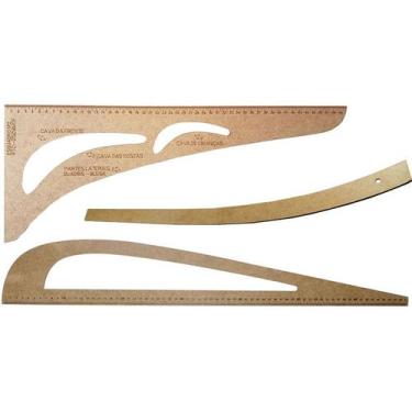 Imagem de 03 Reguas Esquadro Corte Costura Curva Longa Alfaiate N1 N2 - LAPIDARE