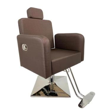 Imagem de Cadeira Poltrona Reclinável Burguesa Hidráulica Quadrado Para Salão Es