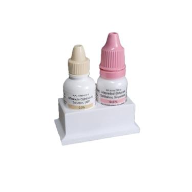 Imagem de Znet3D Organizador de garrafa de colírio, suporte de 2 compartimentos (branco)