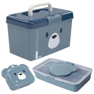 Imagem de Conjunto Infantil Maleta Farmácia com Tampa Basculante, Trava de Segurança e Alça de Transporte + Porta Lenço Umedecido de Plástico com Fechamento Hermético de Borracha e Sistema de Abertura Facilitado + Saboneteira Infantil de Viagem com Tampa Basculante, Fechamento de Pressão e Alça de Transporte 