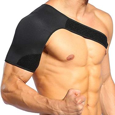 Imagem de Suporte de ombro suporta embrulhando articulador de articulação punho de gola médica neoprene compressão ajustável para estilos de vida ativos e alívio da dor preto um tamanho de