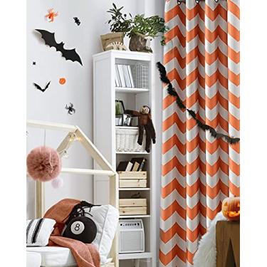 Imagem de Melodieux Cortinas Chevron modernas para sala de estar, sala de jantar, cortinas de janela superior com ilhós escurecendo, isolamento térmico à prova de som, para quarto, 246 cm de comprimento, 132 x
