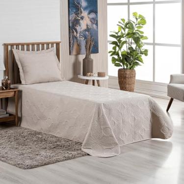 Imagem de Ibitinga Decora, Cobre Leito Colcha Solteiro Box 2 Peças Dupla Face 200 Fios Macio Com Porta Travesseiros Jogo De Cama Cor:Cáqui