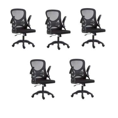 Imagem de Kit com 5 Cadeira Escritório Diretor Office Columbus com Tela Mesh Preto