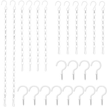 Imagem de Hotop Conjunto de 12 ganchos de teto com correntes suspensas para alimentadores de pássaros, plantadores, lanternas, outdoors, banheiras de pássaros, luzes de cultivo, quadros-negros, carrilhão de