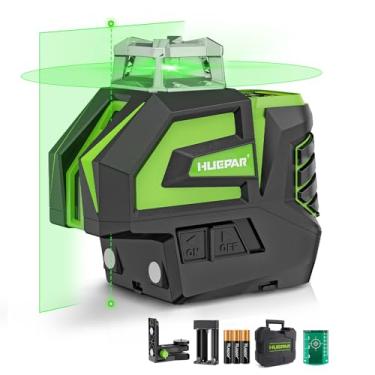 Imagem de Huepar Laser autonivelante a laser de linha cruzada verde com 2 pontos de prumo ferramenta a laser - linha horizontal de 360° mais laser de nível vertical de 140° com pontos para cima e para baixo