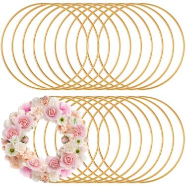 Imagem de Zonon Anéis de metal para artesanato, anéis de artesanato de ouro de 7,6 cm, argolas florais de macramê para artesanato faça você mesmo, suprimentos para apanhador de sonhos de macramê, argolas