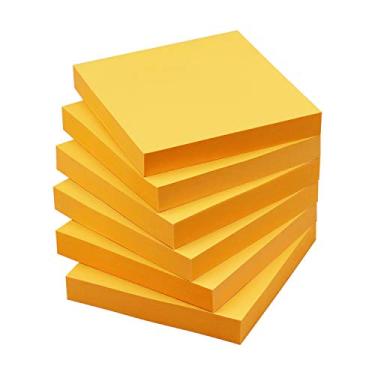 Imagem de Bloco autocolante Sticky Notes 3x3 com 6 cores brilhantes, fácil de colocar para escritório, shool, casa, 6 blocos/pacote, 100 folhas/bloco (laranja)