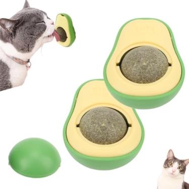 Imagem de Kit 2 Abacate De Brinquedo Para Gatos Com Catnip Erva Gato Natural Bola de Lamber.