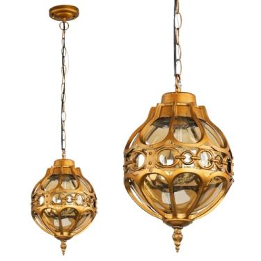 Imagem de Flybling Luminárias Pendentes Para Áreas Externas Globe, Vintage Com Corrente Ajustável, Lustre De Alumínio E Latão Varanda, Gazebo, Entrada, Sem Sensor, Geral