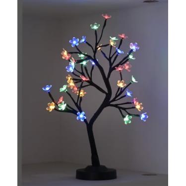 Imagem de Luz de árvore de cerejeira de 43 cm, lâmpada de bonsai artificial de mesa iluminada com 40 LEDs com plugue USB ou operada a bateria para decoração de casa, escritório, festa, casamento, Natal