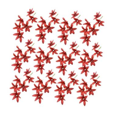 Imagem de Fenteer 12x Flores de seda artificiais de orquídea de 7 polegadas, simulação de flores para arranjo, Vermelho