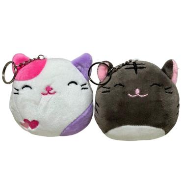 Imagem de Kit 6 Mini Gato Pelucia Chaveiro Cesta Gatinha 9 cm