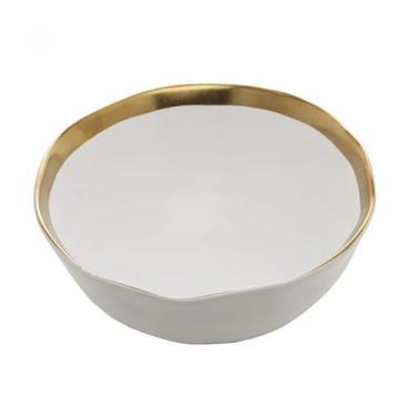 Imagem de Bowl de Porcelana Dubai Branco e Dourado 7x15cm - Wolff - Rojemac