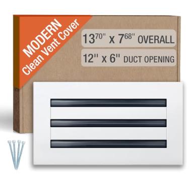 Imagem de FA-STAR 12 x 6 Clean Modern AC Vent Cover - Saída de ar branca decorativa - Difusor de slot linear padrão, vários modos de fluxo de ar - Grade de registro para teto, paredes e pisos - Todo em alumínio