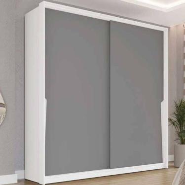 Imagem de Guarda Roupas 2 Portas de Correr e 2 Gavetas Porto Branco/Cinza - Politorno