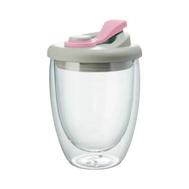 Imagem de Copo De Água Portátil De Vidro Com Parede Dupla E Tampa À Prova De Vaz