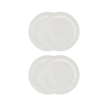 Imagem de Jogo de 4 Pratos Rasos de Cerâmica 27 cm Branco