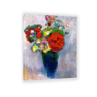 Imagem de Reproduções em tela Odilon Redon arte de parede vermelho amarelo azul retrô floral giclée impressão de flores para quarto, cozinha, sala de estar, decoração de casa, pôster 105 x 80 cm (41 x 31