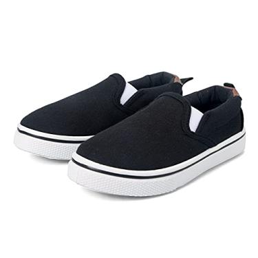 Imagem de K KomForme Tênis infantil de lona sem cadarço para meninas e meninos mocassim tênis infantil, Preto, 3 Big Kid