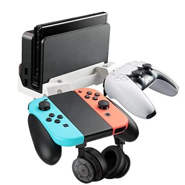 Imagem de STORAGBT Wall Mount Stand Bundle for Nintendo Switch, Bracket Holder for Swith & Switch Oled, with Controller Wall Mount, Headphone Holder, Space Saving(White)