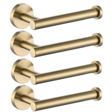 Imagem de Suporte para papel higiênico dourado escovado, acessórios de banheiro, aço inoxidável 304, moderno, suporte para rolo de papel de seda (pacote com 4)
