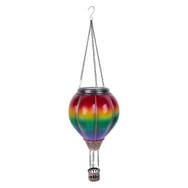 Imagem de IEUDNS Balão de ar quente, lanterna solar, lâmpada movida a energia solar, presente de inauguração com suporte para velas, luz de jardim suspensa para, Style a