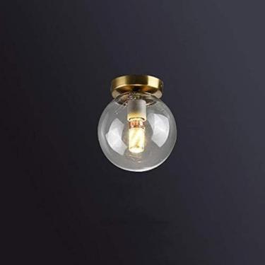 Imagem de Luz De Teto Semi Embutida Em Forma De Globo De Meados Do Século Lâmpada De Teto Redonda Com Base Em Latão Luminária De Cabeça única E27 Para Varandas De Janela De Sacada De Corredor, A