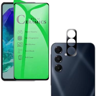 Imagem de Película de Cerâmica para Galaxy M55 com Proteção de Câmera, Vidro Temperado 9H, Transparente