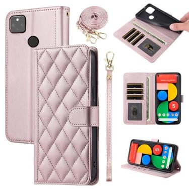 Imagem de Furiet Argyle Capa carteira para Google Pixel 5 com alça de pulso, alça de ombro, compartimentos para cartões, bolsa fólio, acessórios de couro PU de luxo para celular Pixel5 5G Pixle Five G5 feminino