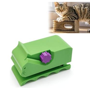 Imagem de jeiaboom Cortador para arranhadores de gatos, ferramenta de tira de papelão, cortador em forma de gatinho impresso em 3D, máquina de corte de papelão para amantes de gatos (verde)