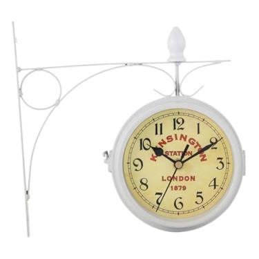 Imagem de Wswqop Relógio de parede dupla face decorativo interno, relógio de parede dupla face portátil, arte de design europeu para sala de estar, restaurante