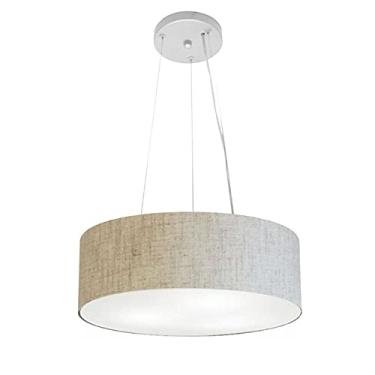 Imagem de Lustre Pendente Cilíndrico Cúpula Tecido 40x15 cm, Vivare Iluminação, Pendente4181 RST, Rustico Bege, Médio