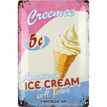 Imagem de Nostalgic-Art Placa retrô de lata, 20 cm x 30 cm, sorvete de jantar dos EUA – Ideia de presente para fãs dos EUA e Diner, placa de metal, design vintage para decoração de parede