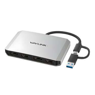 Imagem de Hub USB-A/C com 2x HDMI 4K 60Hz e 2x DisplayPort 5K 60Hz, Conector 2 em 1 USB-C e USB-A 3.0, Supervelocidade de 5Gbps, Compatível com Windows e macOS, Compacto e Portátil