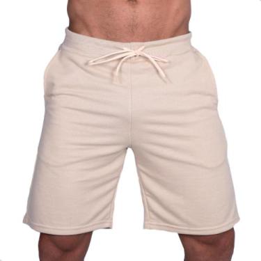 Imagem de Bermuda Moletom Leve Masculina Academia Treino Confortável - ROMA, Beg