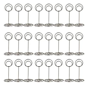 Imagem de Porta-números de mesa, suporte de placa simples, porta-cartões, nome delicado, reutilizável, porta-notas, para casamento, festa de aniversário, restaurante (24 peças, prata)