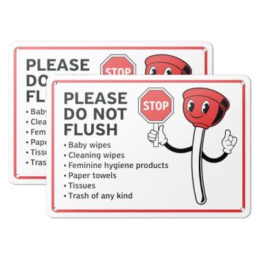 Imagem de 101SignCity Placa "Please Do Not Flush" para banheiros, escritórios, hotéis, Airbnb e residências - alumínio de 25,4 x 17,8 cm, pacote com 2