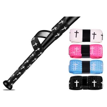 Imagem de Dkaooel 4 peças de fitas cruzadas de taco de beisebol, 1,5 mm, fita adesiva de softball, pré-cortada e completa, envoltório de taco de beisebol antiderrapante, para alças multiesportivas