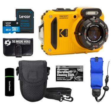 Imagem de The Imaging World Câmera Digital Kodak Pixpro Wpz2, Resistente À Prova D'Água, De Choque E Poeira, Wi-Fi, 16 Mp, Zoom Óptico 4X, Vídeo Full Hd 1080P, Vlog, Lcd 2,7" (Amarelo) + Estojo Para Cartão 32