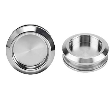 Imagem de Mewuthede 2 peças puxador deslizante de porta de vidro de chuveiro de aço inoxidável, puxador redondo de costas para trás do banheiro prata para porta de chuveiro deslizante de vidro