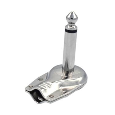 Imagem de simhoa Efeitos de guitarra Connector de pedal Mono Male Plug PanCake Style Connector de 6,35 mm de baixo ruído 1/4 "Premium para guitarra de áudio do alto, Prata