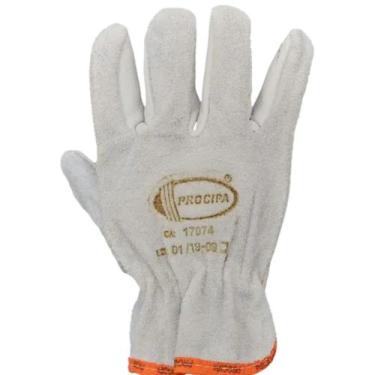 Imagem de Luva Proteção Vaqueta Reforçada Petroleira Procipa EPI CA 17074, Branc