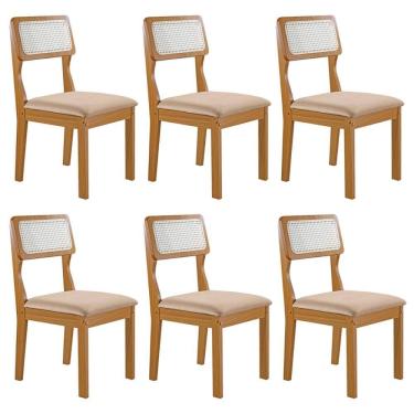 Imagem de Conjunto de 6 Cadeiras Agata Retrô com Estofado em Linho