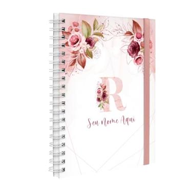 Imagem de Agenda Planner Semanal Plus 2026 Personalizada Monograma Floral Letra R (Branco E Rosa)