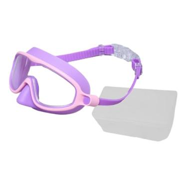 Imagem de Dynwave Óculos de natação infantis, confortáveis ​​e leves, equipamento de natação para mergulho com snorkel e esportes aquáticos, Rosa Roxo
