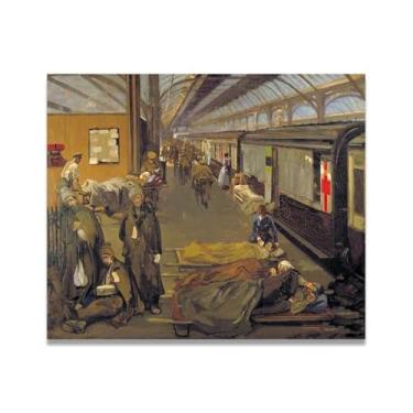 Imagem de The Wounded At Dover John Lavery Classic Realist Portrait & War Scene Canvas Art – Decoração de parede de arte irlandesa para casa 39,9 x 48 cm Un Framed