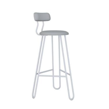 Imagem de Conjunto 4 Banquetas Alta Ginger Com Encosto Courino Saturno Off White