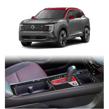 Imagem de TENWIND Capa de painel de suporte de copo de água para console central de carro compatível com acessórios Nissan Kicks 2025+ (fibra de carbono)