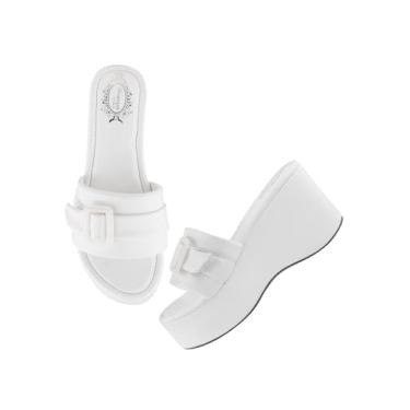 Imagem de Shoetopia Sandália feminina de salto Momo, Branco, 7 UK